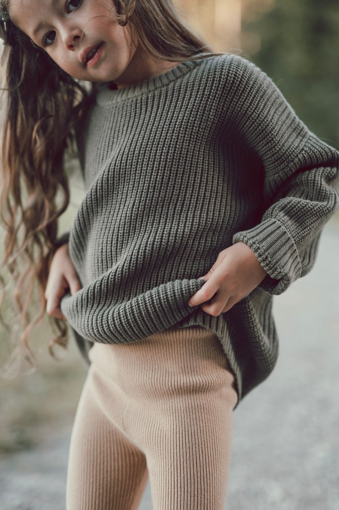 LIKANDLEY pleten pulover organic olive